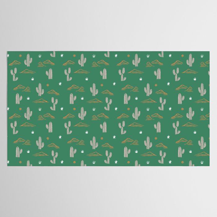 Retro cactus plant art pattern Tablecloth Gallery Image 2