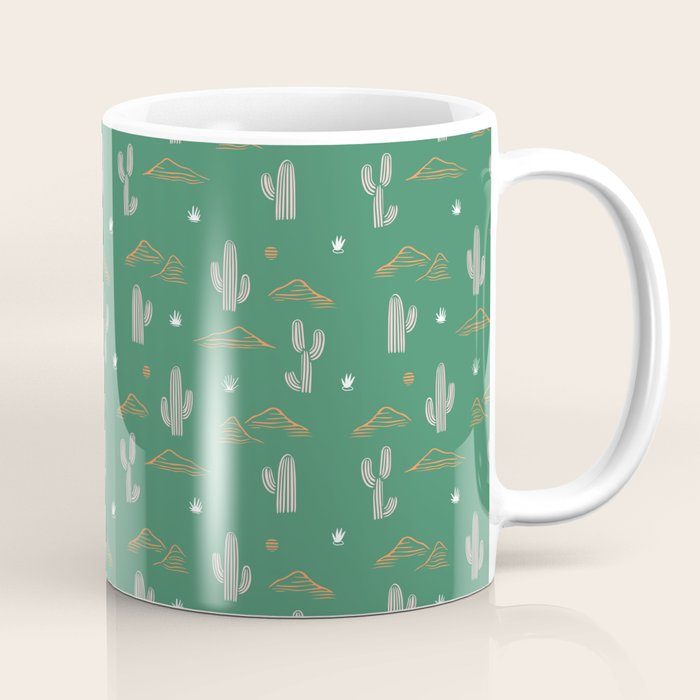 Retro cactus plant art pattern Coffee Mug Gallery Image 1