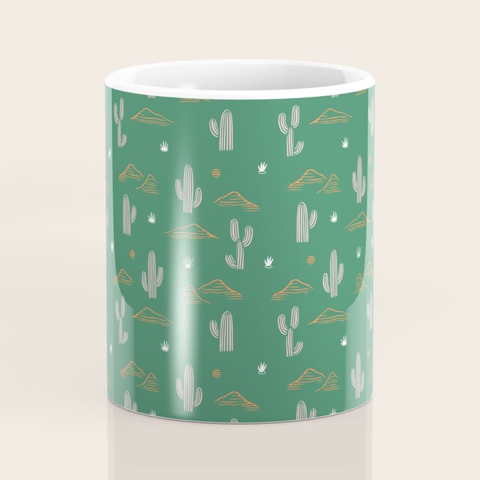 Retro cactus plant art pattern Coffee Mug Gallery Image 4
