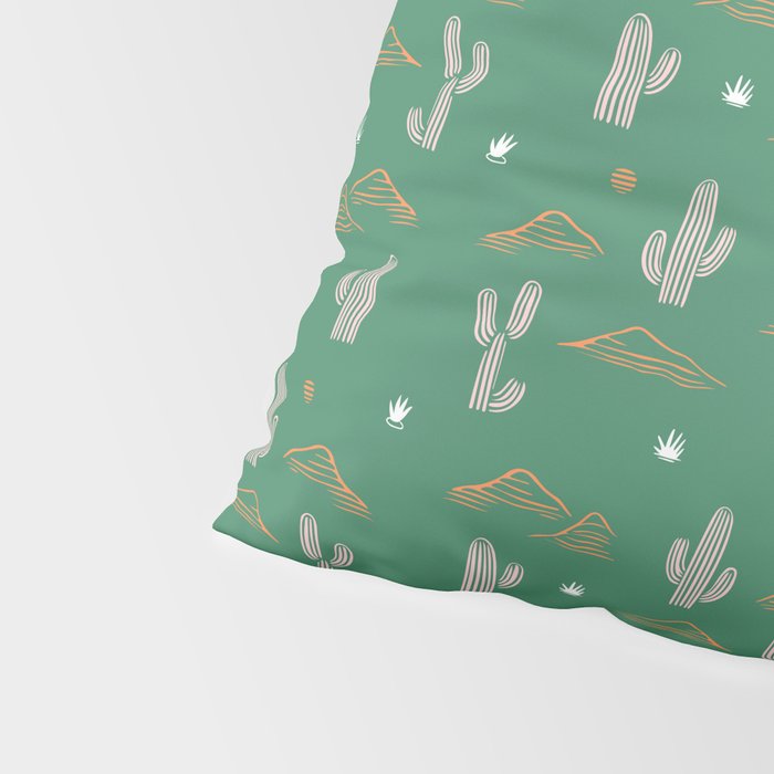 Retro cactus plant art pattern Pillow Sham Gallery Image 4