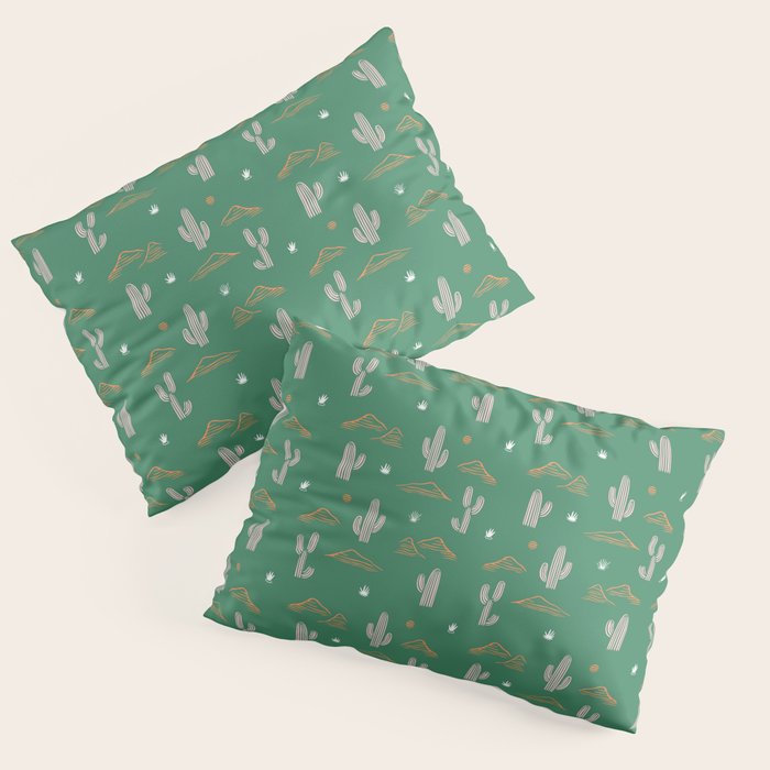 Retro cactus plant art pattern Pillow Sham Gallery Image 3