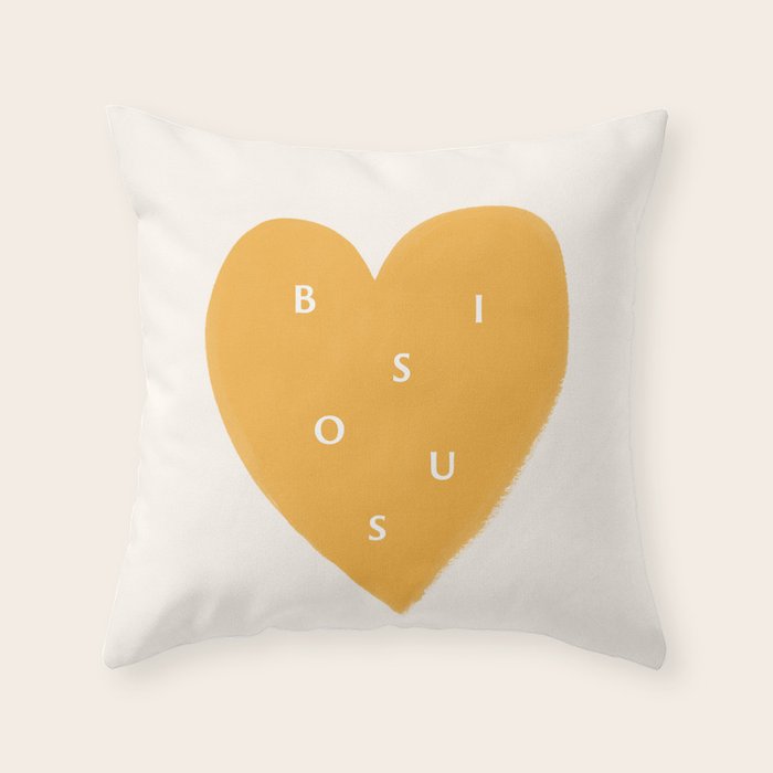 Heart Bisous - Yellow Gold Love French Typography Throw Pillow Gallery Image 1