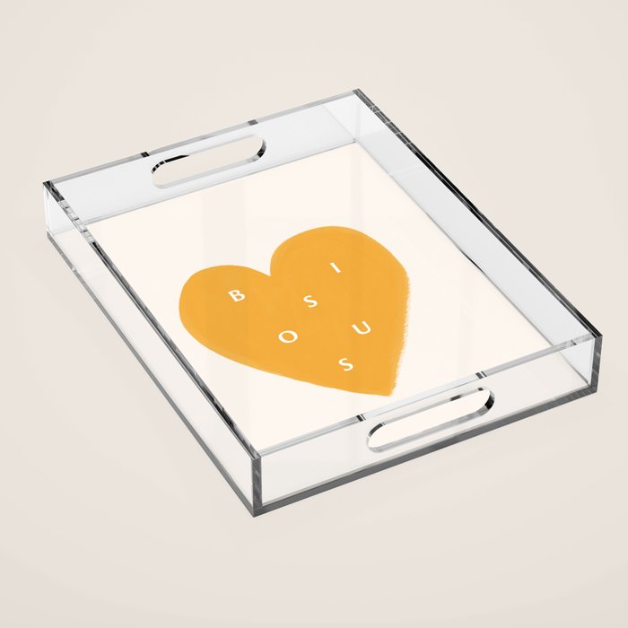 Heart Bisous - Yellow Gold Love French Typography Acrylic Tray Gallery Image 1