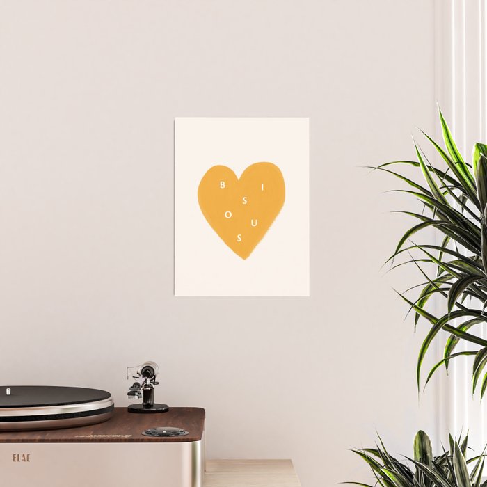 Heart Bisous - Yellow Gold Love French Typography Poster Gallery Image 2