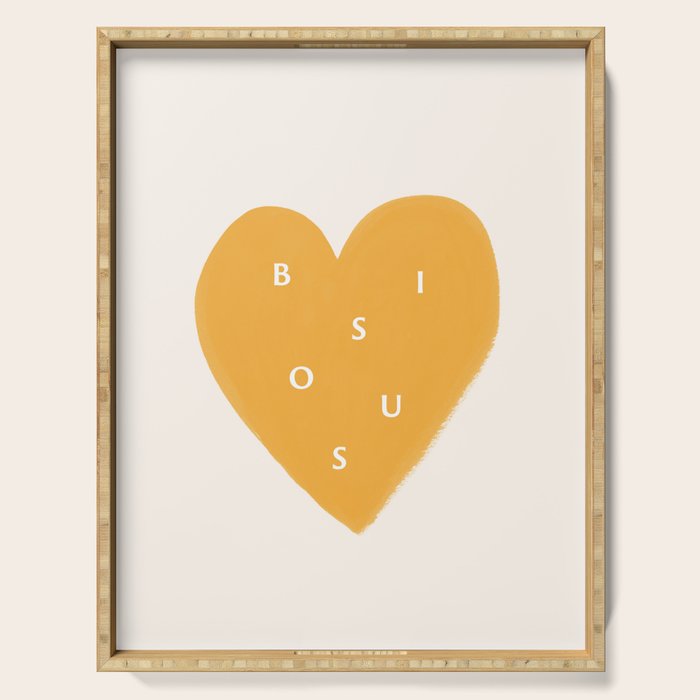 Heart Bisous - Yellow Gold Love French Typography Serving Tray Gallery Image 1