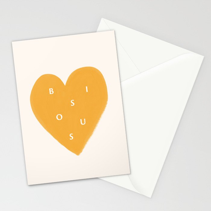 Heart Bisous - Yellow Gold Love French Typography Stationery Card Gallery Image 2