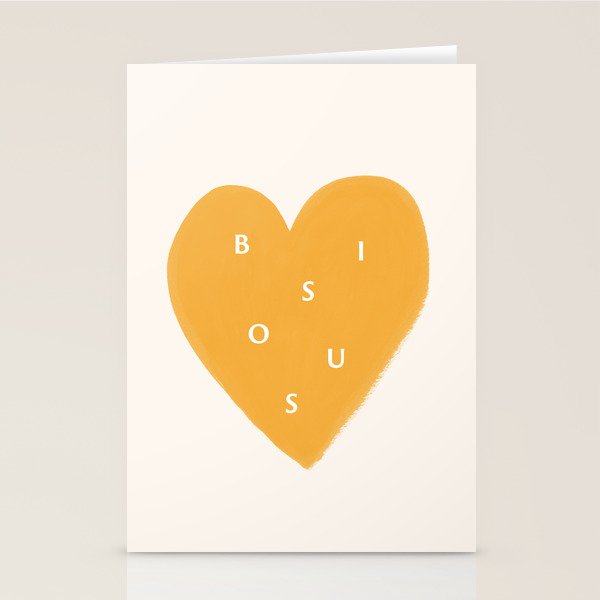 Heart Bisous - Yellow Gold Love French Typography Stationery Card Gallery Image 2