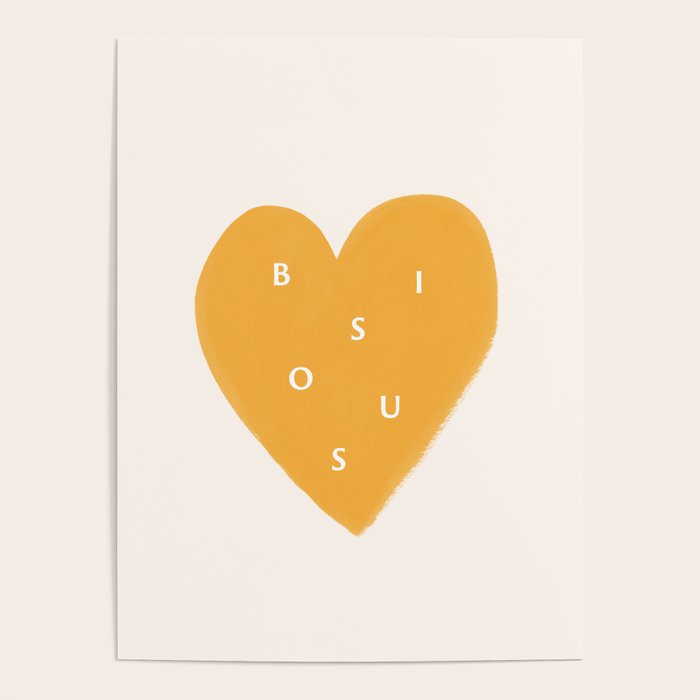 Heart Bisous - Yellow Gold Love French Typography Poster Gallery Image 1