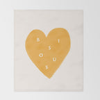 Heart Bisous - Yellow Gold Love French Typography Throw Blanket Gallery Image 2