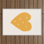 Heart Bisous - Yellow Gold Love French Typography Outdoor Rug Gallery Image 1