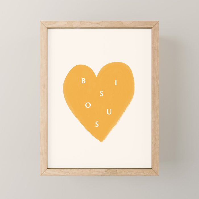 Heart Bisous - Yellow Gold Love French Typography Mini Art Print Gallery Image 1