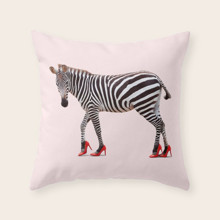 HIGH HEEL ZEBRA Throw Pillow Gallery Image 1