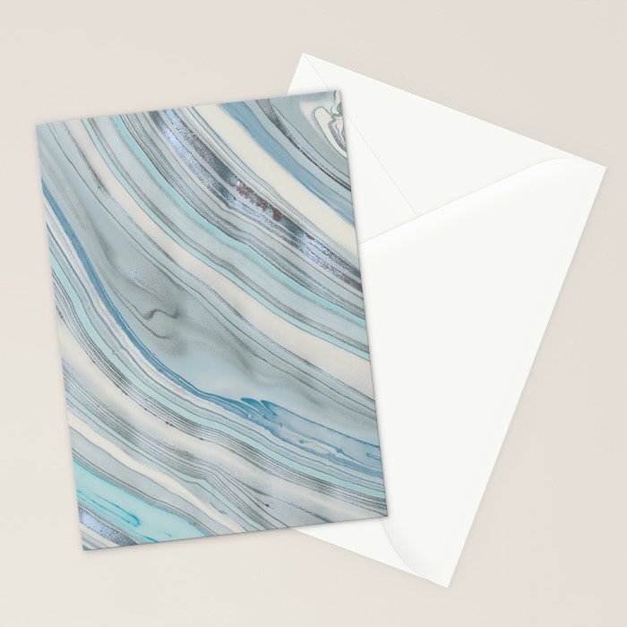Soft Blue Aqua Marble Elegance Stationery Card Gallery Image 2