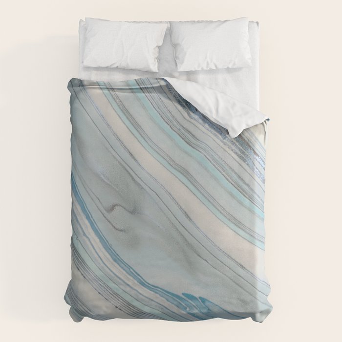 Soft Blue Aqua Marble Elegance Duvet Cover Gallery Image 1