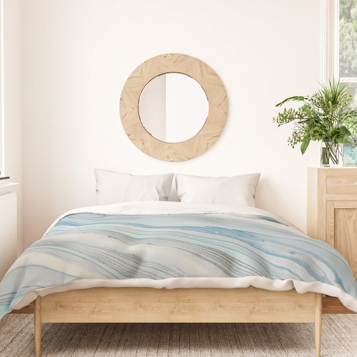 Soft Blue Aqua Marble Elegance Duvet Cover Gallery Image 3