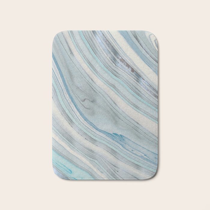 Soft Blue Aqua Marble Elegance Bath Mat Gallery Image 1