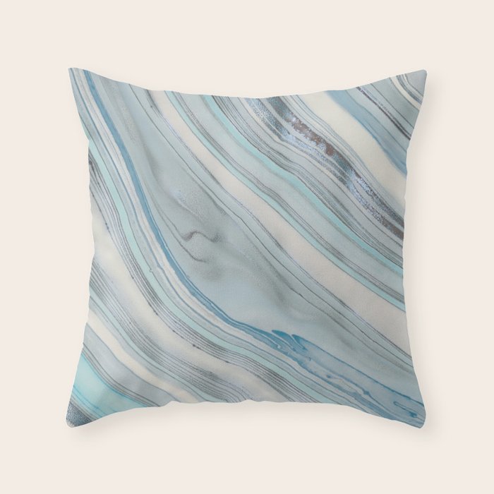 Soft Blue Aqua Marble Elegance Throw Pillow Gallery Image 1