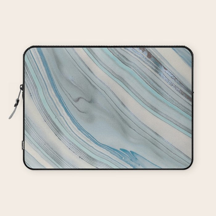Soft Blue Aqua Marble Elegance Laptop Sleeve Gallery Image 1
