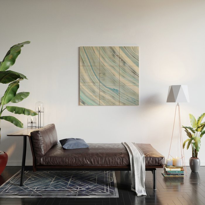 Soft Blue Aqua Marble Elegance Wood Wall Art Gallery Image 2