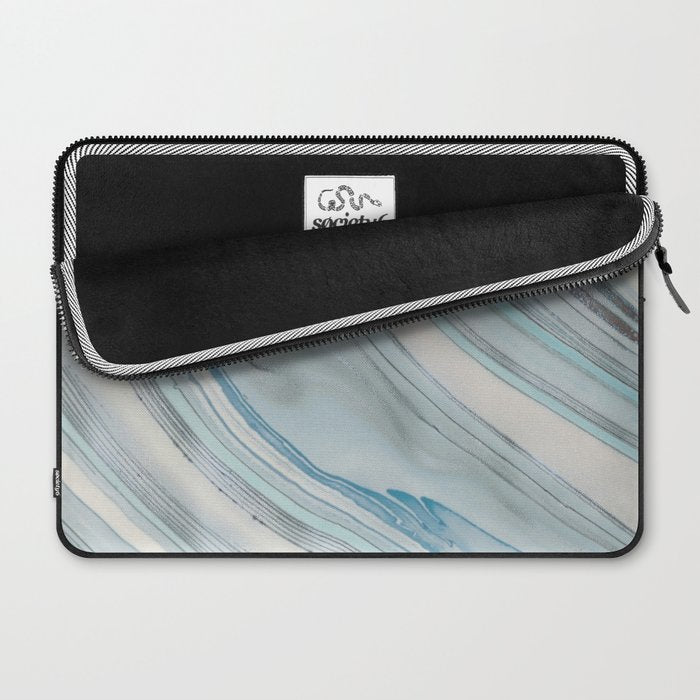 Soft Blue Aqua Marble Elegance Laptop Sleeve Gallery Image 2
