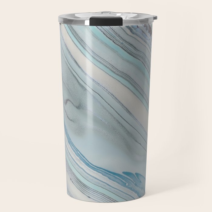 Soft Blue Aqua Marble Elegance Travel Mug Gallery Image 1