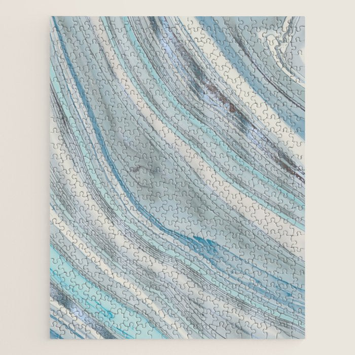 Soft Blue Aqua Marble Elegance Jigsaw Puzzle Gallery Image 1