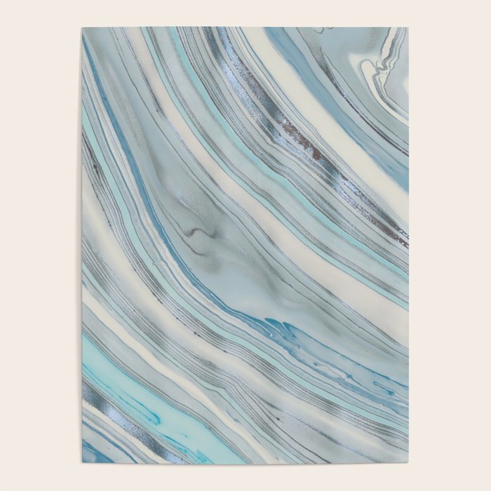 Soft Blue Aqua Marble Elegance Poster Gallery Image 4