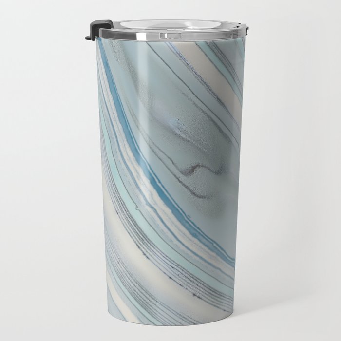 Soft Blue Aqua Marble Elegance Travel Mug Gallery Image 3