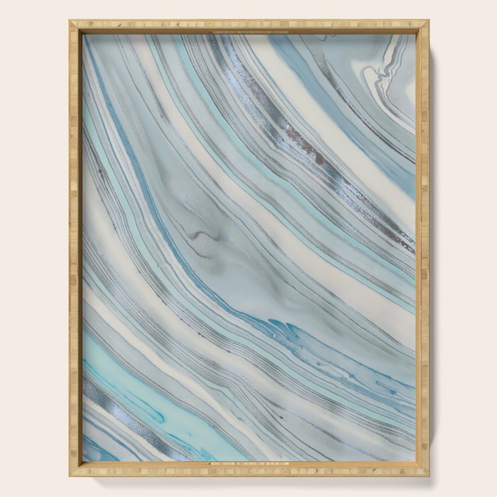 Soft Blue Aqua Marble Elegance Serving Tray Gallery Image 1