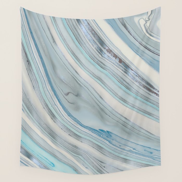Soft Blue Aqua Marble Elegance Wall Tapestry Gallery Image 4