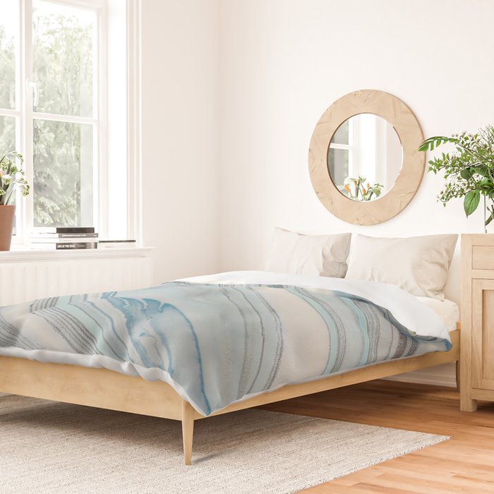 Soft Blue Aqua Marble Elegance Duvet Cover Gallery Image 2