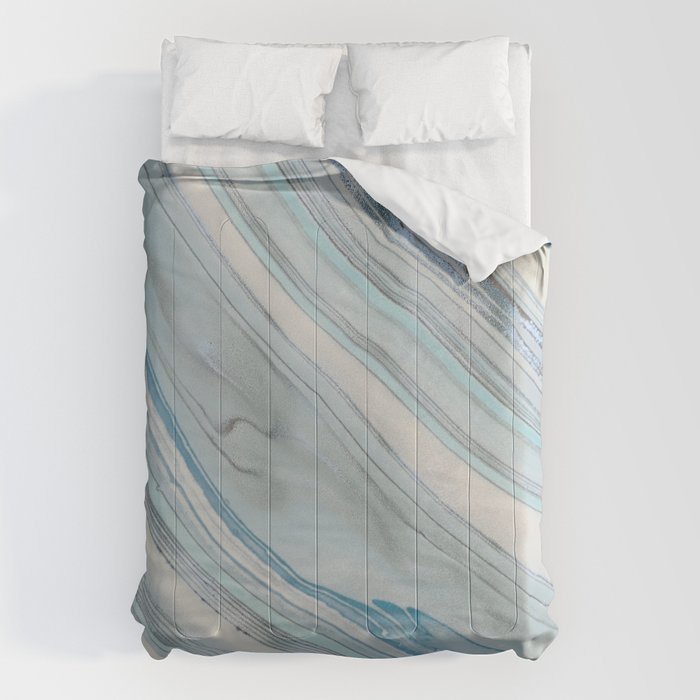 Soft Blue Aqua Marble Elegance Comforter Gallery Image 6