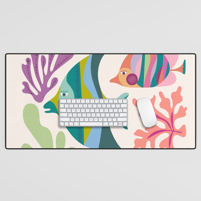 Tropical Fish and Coral Pattern Desk Mat Gallery Image 1