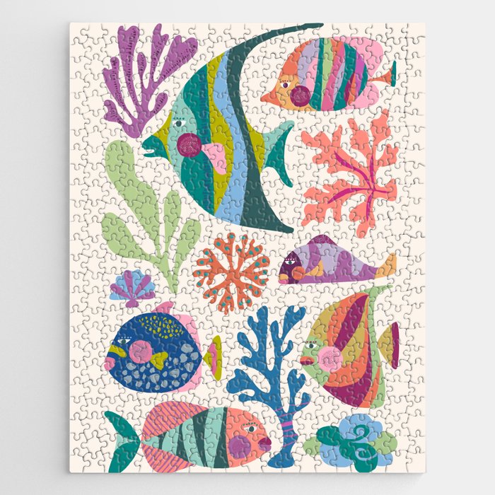 Tropical Fish and Coral Pattern Jigsaw Puzzle Gallery Image 1