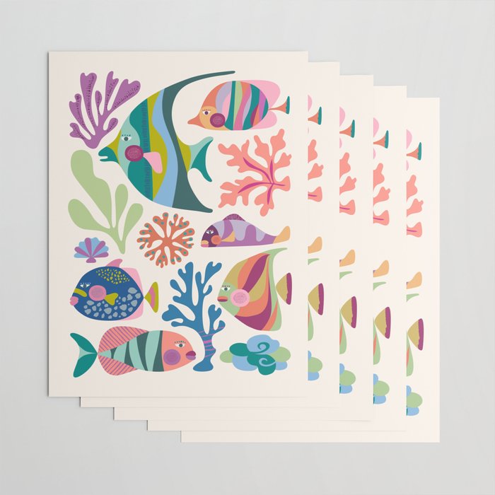 Tropical Fish and Coral Pattern Wrapping Paper Gallery Image 3