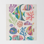 Tropical Fish and Coral Pattern Throw Blanket Gallery Image 2
