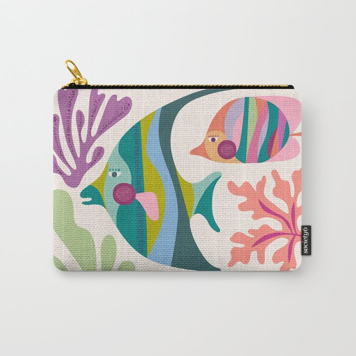 Tropical Fish and Coral Pattern Carry All Pouch Gallery Image 1