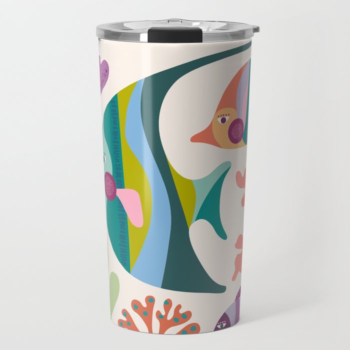 Tropical Fish and Coral Pattern Travel Mug Gallery Image 1