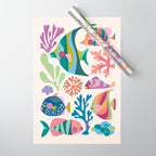 Tropical Fish and Coral Pattern Wrapping Paper Gallery Image 1