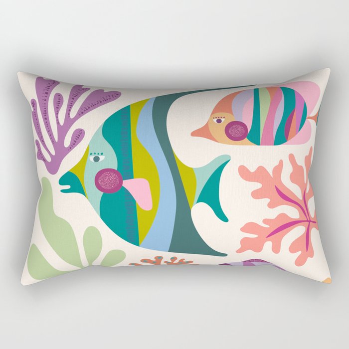 Tropical Fish and Coral Pattern Rectangular Pillow Gallery Image 1