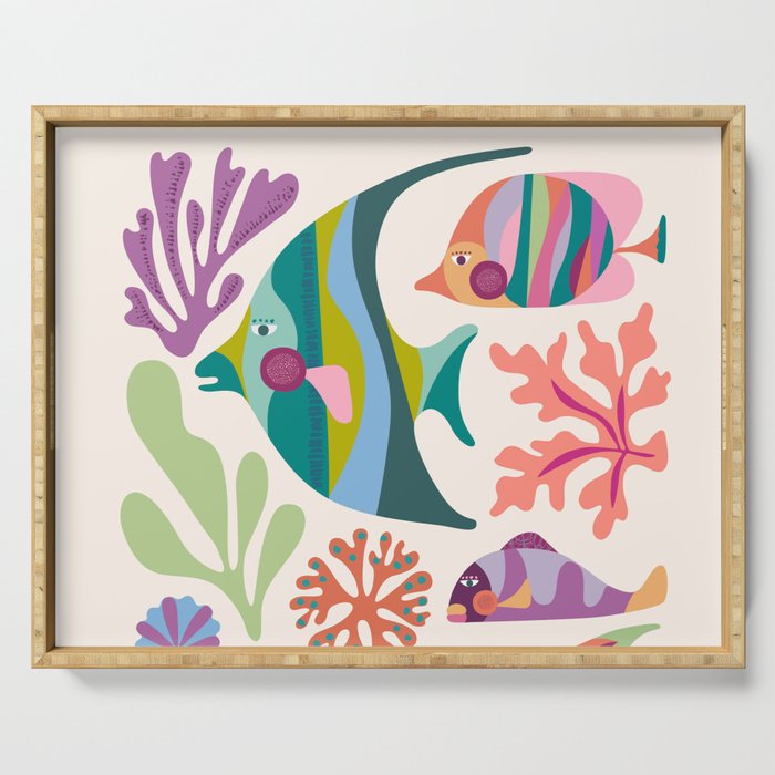 Tropical Fish and Coral Pattern Serving Tray Gallery Image 1