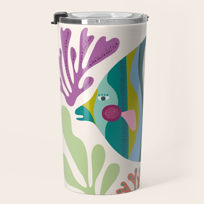 Tropical Fish and Coral Pattern Travel Mug Gallery Image 3