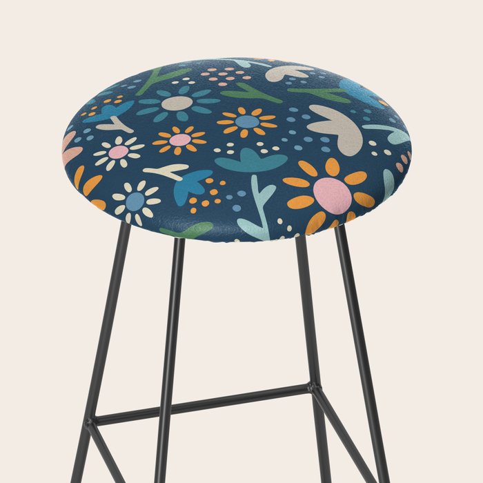 Ditsy Daisy Floral on Blue Stool Gallery Image 2