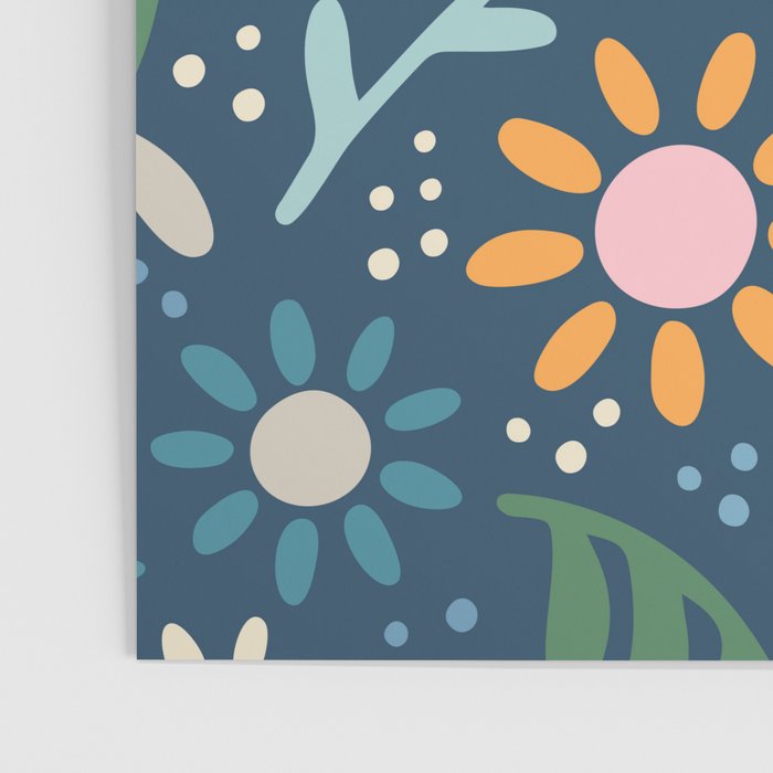 Ditsy Daisy Floral on Blue Poster Gallery Image 3