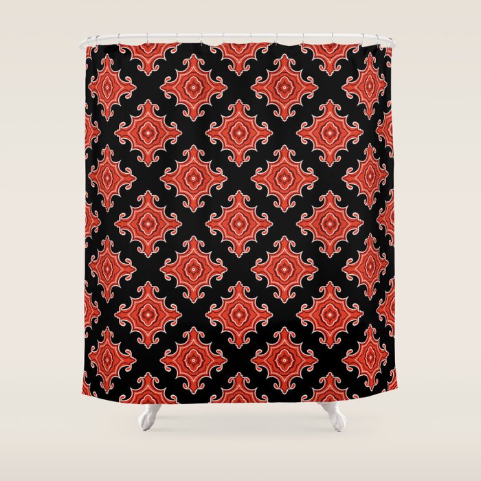 Red Waves Shower Curtain Gallery Image 1