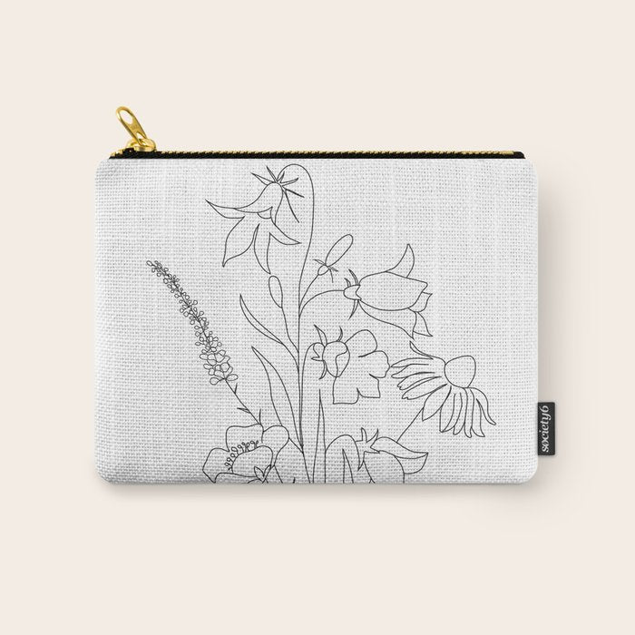 Small Wildflowers Minimalist Line Art Carry All Pouch Gallery Image 1