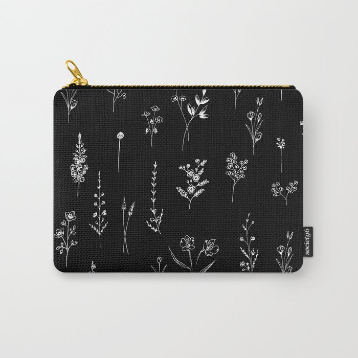 Black wildflowers Carry All Pouch Gallery Image 1