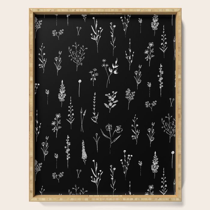 Black wildflowers Serving Tray Gallery Image 1