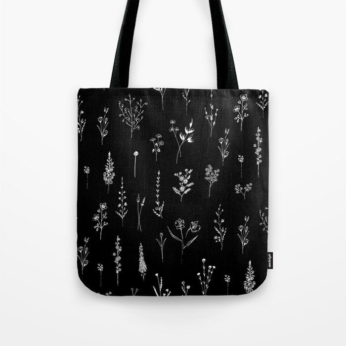 Black wildflowers Tote Bag Gallery Image 1