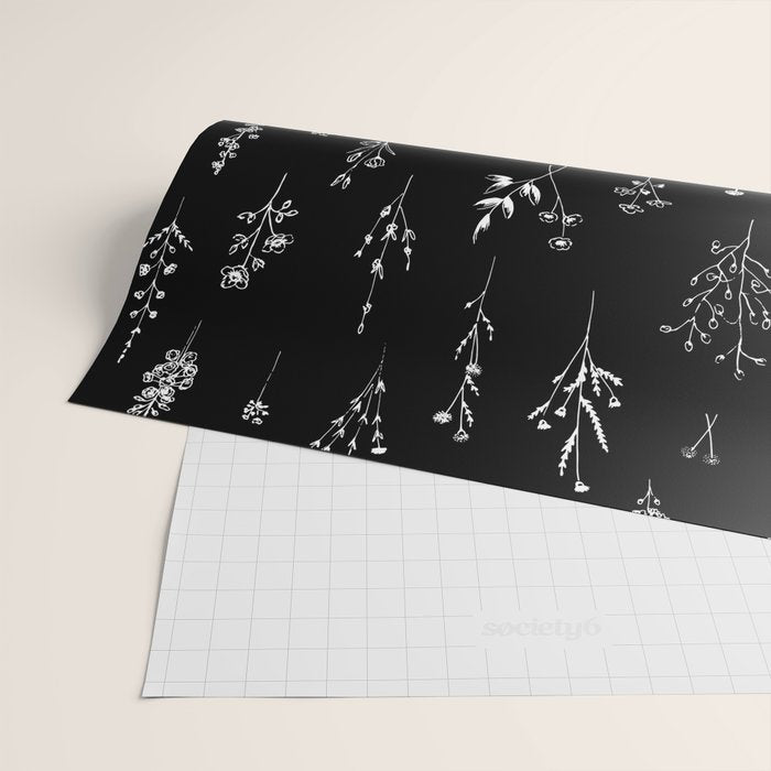 Black wildflowers Wrapping Paper Gallery Image 2